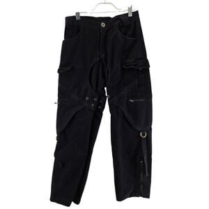 Vintage Versatta Cargo Bondage Pants Size 32 Black Gothic Y2K Nepal Canvas